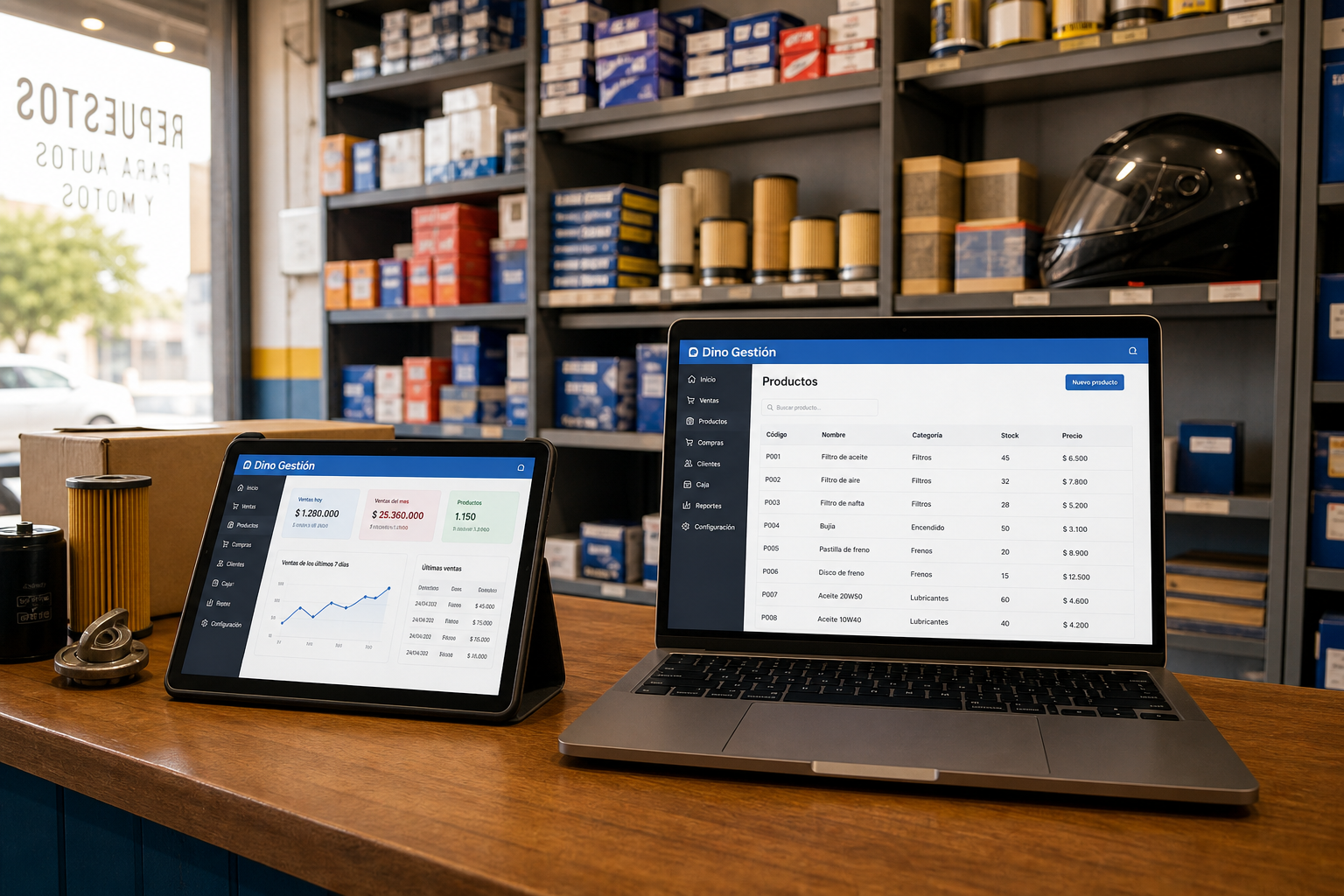 Local de repuestos utilizando Dino Gestión